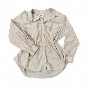 Wrangler women’s cream and light red striped pearlsnap button up shirt Size XXL
